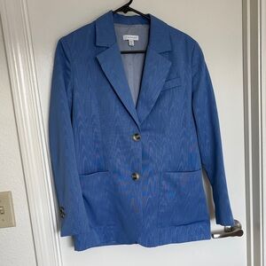 Topshop Blue Moire Grandad Oversized Blazer - Women's Size 2